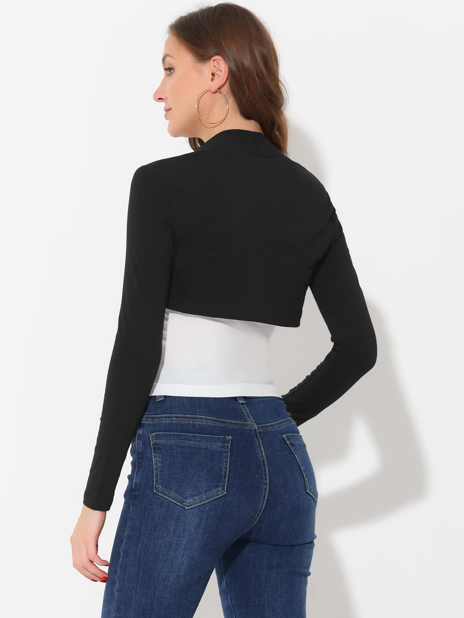 DARING DIVA Elegant Solid Color Bolero Shrug XS Black XL Black