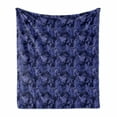 thumbnail image 1 of Tropical Soft Flannel Fleece Throw Blanket, Night Jungle with Panther Eyes Behind Exotic Plants Rainforest, Cozy Plush for Indoor and Outdoor Use, 70" x 90", Blue Violet Indigo, by Ambesonne, 1 of 5