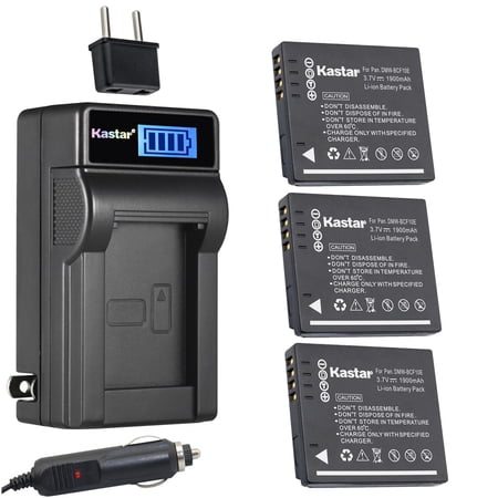 Kastar 3-Pack DMW-BCF10 Battery and LCD AC Charger Compatible with Panasonic Lumix DMC-FX40  Lumix DMC-FX48  Lumix DMC-FX60  Lumix DMC-FX65  Lumix DMC-FX66  Lumix DMC-FX68  Lumix DMC-FX70 Cameras