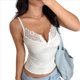 thumbnail image 1 of Camisola de Encaje con Cuello en V y Tirantes Finos para Fiesta en Club. M, 1 of 9