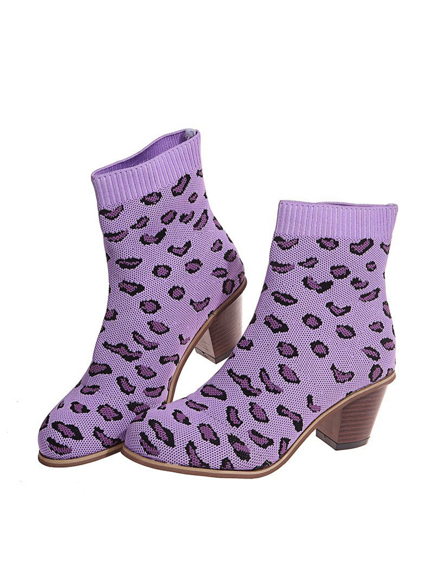 Daeful Women Sock Bootie Leopard Ankle 
