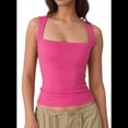 thumbnail image 2 of Camiseta Sin Mangas con Cuello Cuadrado para Mujer, Color Rojo Rosa L, 2 of 9