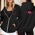 thumbnail image 1 of Veste à Capuche Zippée pour Femme, Chandail Décontracté avec Poches pour le Quotidien et la Sensibilisation au Cancer, 1 of 5