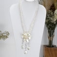 thumbnail image 4 of Lotus Flower of the Ocean White Pearl and Seashell Floral Statement Necklace, 4 of 6
