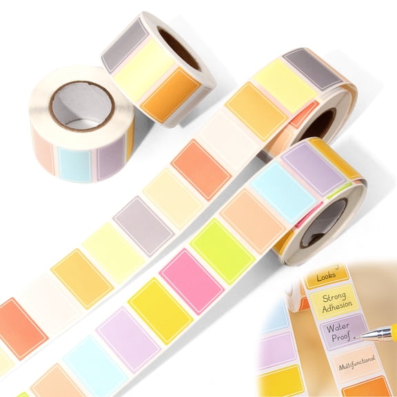 2000 Pcs 4 Rolls Rectangular Color Label Stickers, 1" x 0.6" Self-Adhesive Assorted Colors Coding Labels, Waterproof Tags for Storage, Inventory Organization, Office, Home