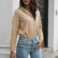 thumbnail image 4 of BLVB Long Sleeve Shirts for Women Lapel Collar Casual Work Office Blouses Solid Color Loose Basic Tee Tops Tunics, 4 of 6