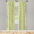 thumbnail image 2 of Ambesonne Mandala 4-Panel Curtains, Cosmic Oriental Circles, 56"x84", Olive Green and White, 2 of 4
