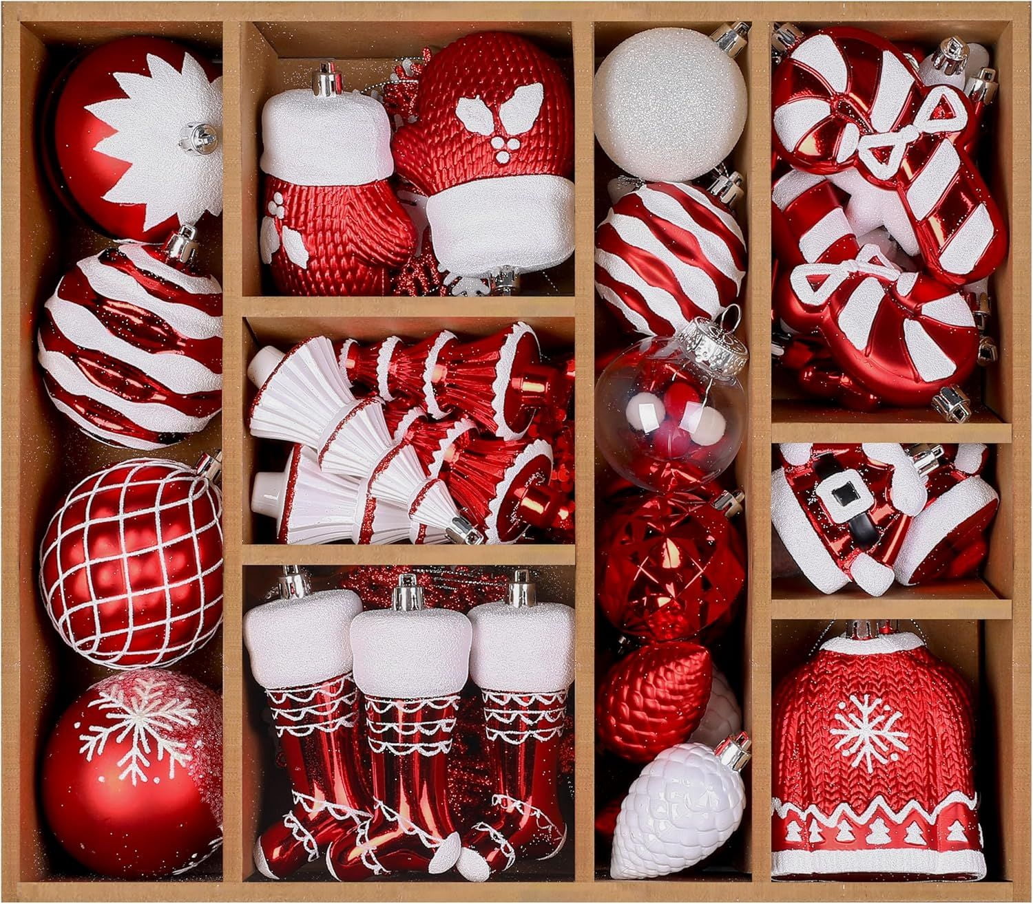 85ct Christmas Balls Ornaments Set, Colorful Shatterproof Plastic Christmas Tree Ornaments, Xmas Decorative Baubles for Christmas Tree Decorations with Hanging Strings
