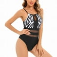 thumbnail image 4 of Gibobby Trajes de Baño Mujer Traje de baño empalmado de malla estampada para mujer Traje de baño de pieza recortada sólida sexy(Negro,G), 4 of 4