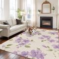 thumbnail image 2 of Spring Flower Area&nbsp;Rug 5x7ft Purple Floral Green Leaf Non-Slip&nbsp;Washable Square&nbsp;Rugs Soft Felt Indoor Floor Mat for Bedroom Kitchen Living Room Bathroom, 2 of 9