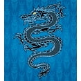 thumbnail image 3 of Japanese Dragon Duvet Cover Set Queen Size, Black Dragon on Blue Tribal Background Year of the Dragon Themed Art, Decorative 3 Piece Bedding Set with 2 Pillow Shams, Blue Black White, by Ambesonne, 3 of 3