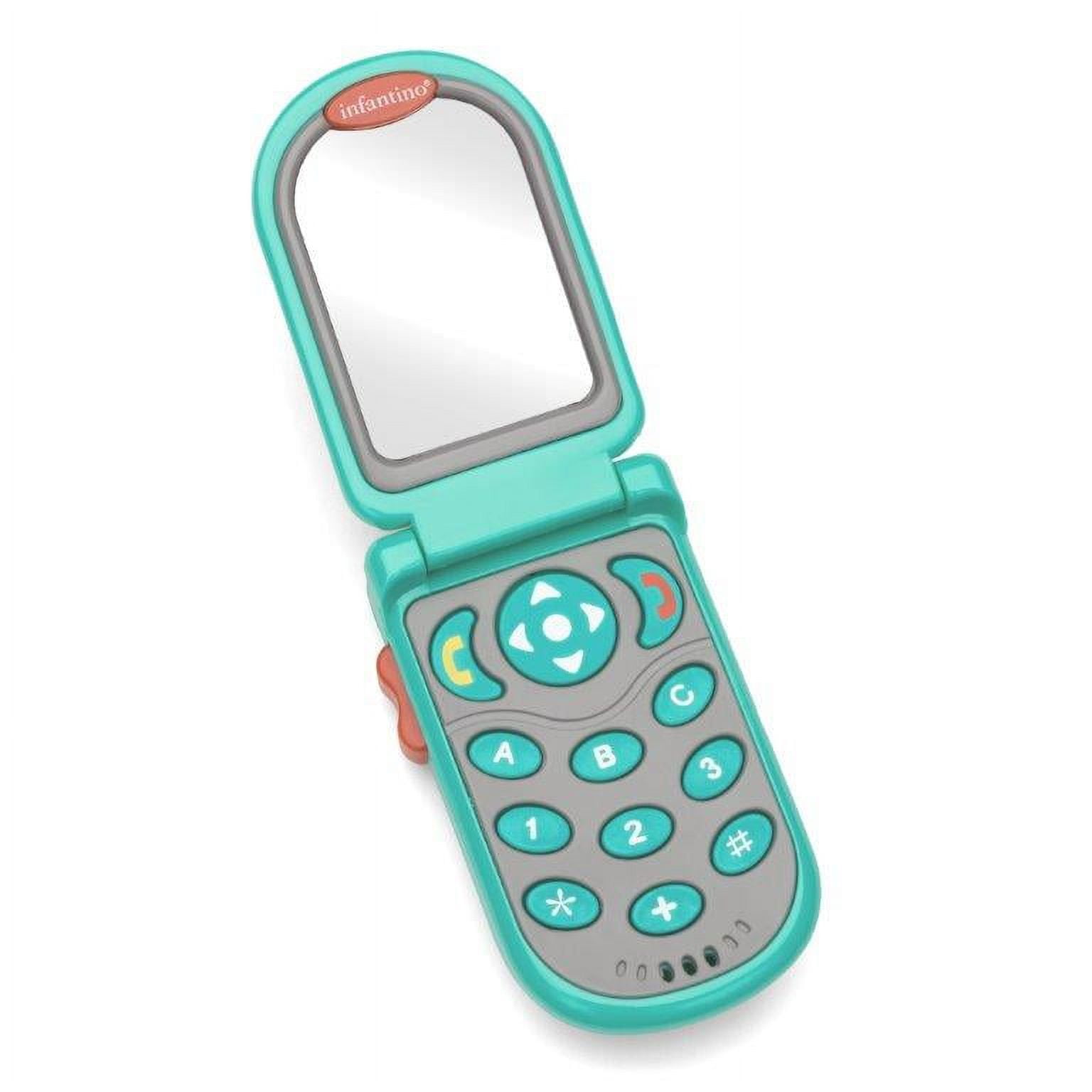 Infantino Flip & Peek Fun Learning Phone Baby Sensorial Toy, 6-12 Months, Teal