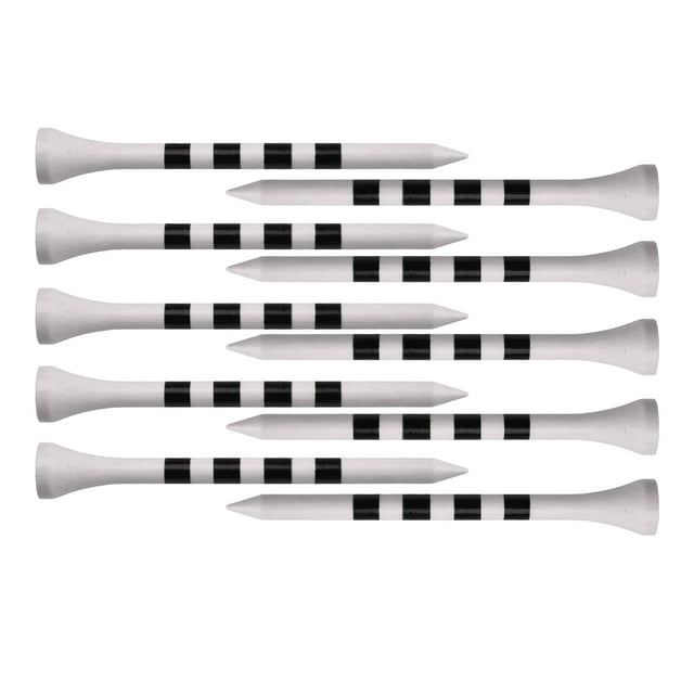 Paquete de 100 tees de golf profesionales de bambú con rayas, escala, irrompibles, largos y duraderos. 70mm Blanco