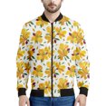 thumbnail image 3 of Chaqueta con cremallera con estampado de flores de narciso y lirio para hombre, sudadera informal de manga larga con estampado 3D de plantas, abrigo de calle, chaquetas holgadas, 3 of 5