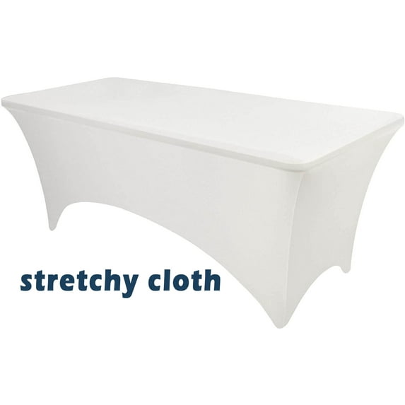 Dailiwei Spandex Table Cloth for Rectangle Tables Fitted Stretch Table Cover White Tablecloth