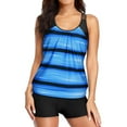 thumbnail image 2 of Bathing Suit for Women Wycnly Womens Tankini Swimsuits Modest Swimsuit for Women Fashion Striped Print Racerback Tankini Sets Ladies Two Piece Swimwear Beachwear with Shorts, 2 of 6