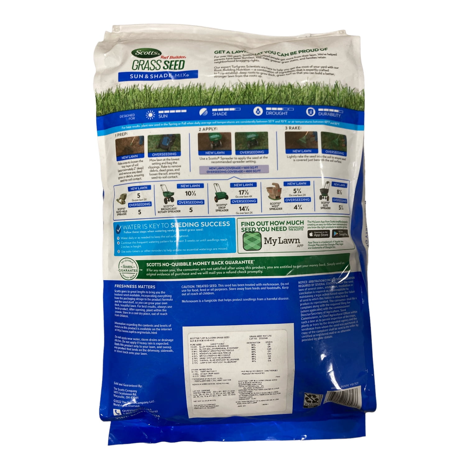 Scotts Turf Builder Sun & Shade Grass Seeds, 12 lb
