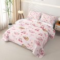 thumbnail image 3 of Homewish Pink Cowgirl Hats Cherry Bow Print Twin Quilt Set,Cute Heart Star Twin Coverlet Set For Girls,2-Piece, 3 of 7