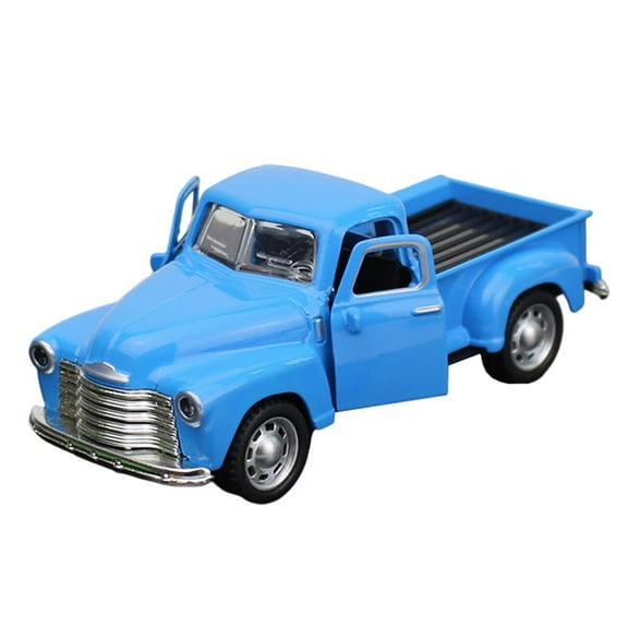 CHUNYAN Classic Cars Model Die Cast Old Pickup Truck Figurine Alloy Vintage Collectible Toy Car Mini Car Photo Prop for Home Desk Cabinet Bookshelf Blue