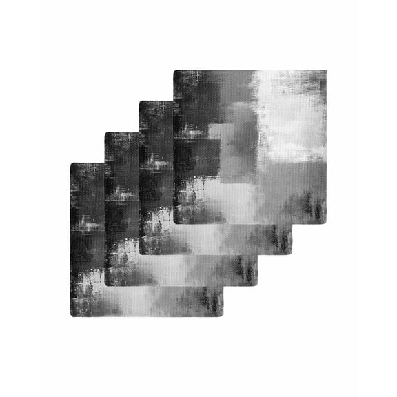 Grey Kitchen Dish Towels for Drying Dishes Set of 4, Modern Oil Painted Art Abstract Geometric Waffle Weave Microfiber Terry Hand Tea Bathroom Towels Quick Dry & Absorbent Towel 12x12