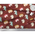thumbnail image 2 of Soimoi Red Cotton Poplin Fabric Dot & Unicorn Face Print Fabric by Yard 56 Inch Wide, 2 of 3