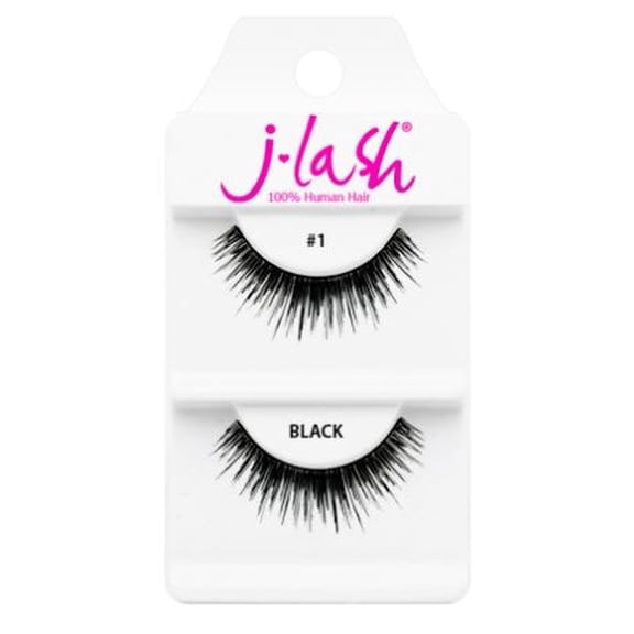 #1 Black , J Lash Daily Eyelashes, hair scalp beauty - Pack of 2 w/ Sleek 3-in-1 Comb/Brush