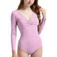 thumbnail image 5 of OGLCCG Leotards for Teens Girls Ballet V Neck Long Sleeve Cotton Leotard Slim Fit Gymnastics Dance Unitards Soft Stretchy Bodysuit Tops 3-15 Years, 5 of 5