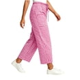 thumbnail image 5 of Womens Gingham Barrel Capri Pants Plaid Palazzo Trousers Harem Pants Pockets Summer Beach Vacation Hot Pink S(S), 5 of 6