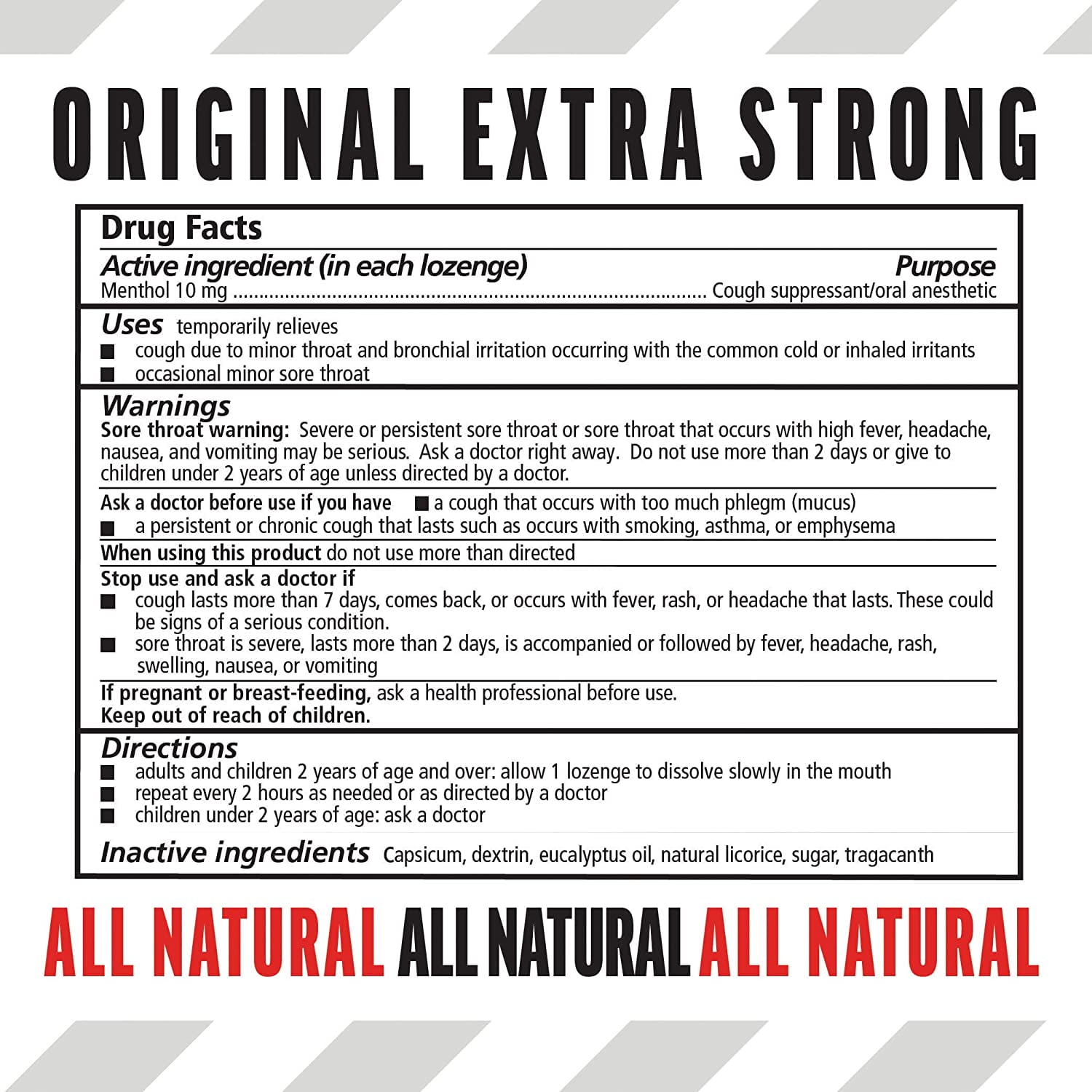 Cough Drops, Cough Suppressant And Sore Throat Lozenges, Original Extra Strong, 10Mg Menthol, 228 Drops (6 Packs Of 38)