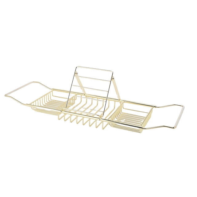 Support de Baignoire Réglable, Anti-Érosion Luxe Léger Rangement Pratique Plateau de Douche en Acier Inoxydable avec Support de Téléphone pour Boules de Bain