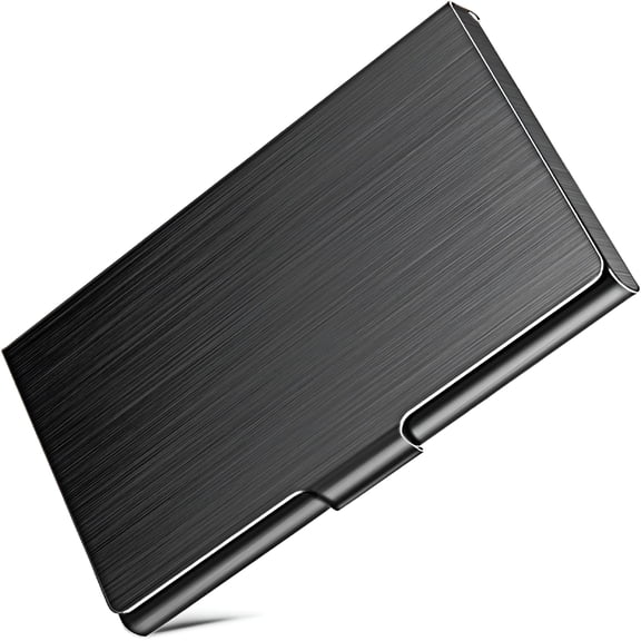 CCOCC Slim Business Card Case for Men & Women, Pocket Metal Case, Stainless Steel Business Card Holders, Purse Name Card Holder, Buckle Style Shut, Black