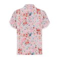thumbnail image 5 of Womens Tops Summer Casual Blouses Floral Print Short Sleeve Half Button V Neck Shirts Pink,M, 5 of 5