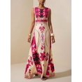 thumbnail image 5 of Hot Pink Geometric Floral Sleeveless Maxi Dress For Summer Festival, Vacation, Beach, Street Style, 5 of 7