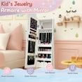 thumbnail image 5 of Zimtown Mirror Jewelry Cabinet Armoire Organizer, Storage Cabinet with Full Length Mirror & 2 Drawers, Kids Princess Makeup Cabinet for Bedroom, White, 5 of 9