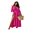 Rose Red, variant on LYMAYTER Cold Shoulder Short Sleeve Dress for Women's Deep V-Neck High Waist Split Side Maxi Dress S-2XL