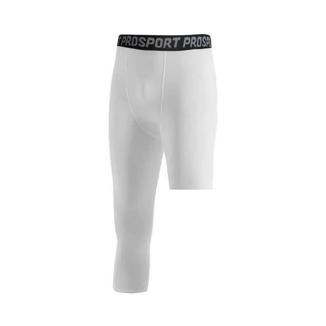 One Leg Compression Tights Full Length for Basketball Single Leg Long Pants Sports Base Layer Leggings Black L
