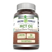 Amazing Formulas MCT Oil 1000 Mg, 150 Softgels (Non-GMO) - Supports Sustained Energy Production* -Thermogenic Metabolism Booster* -Supports Healthy Weight Management* -Promotes Immune Health