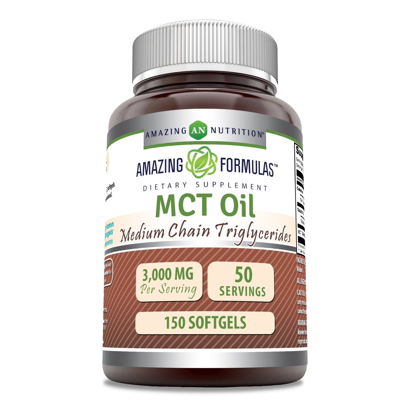 Amazing Formulas Amazing Formulas MCT Oil 3000 Mg Per Serving 150 Softgels Supplement | Great for Keto, Ketosis, and Ketogenic Diets | C8, C10 Derived from Coconut | Non-GMO | Gluten-Free