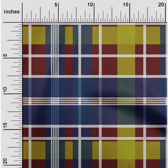 oneOone Georgette Viscose Fabric Madras Check Decor Fabric Printed BTY 42 Inch Wide