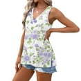 thumbnail image 4 of JTZGDY Boho Tank Tops for Women Cute Floral Printed Summer Sleeveless V Neck Camisole Vest Loose Fit Casual Side Slit Tunic Blouse 2025 Fashion Outfit Clothes Light Blue#04 XXL, 4 of 8