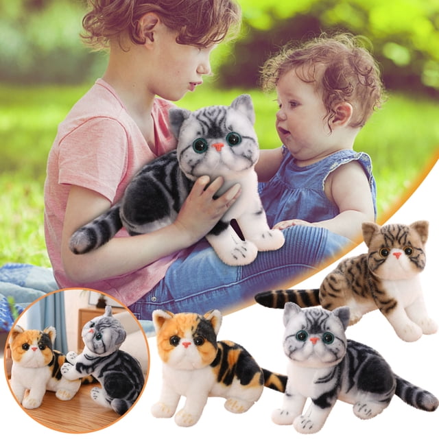 Peluche negro para gatos - Decoración de peluche grande de 15,7", muñeca de poliéster suave para sofá cama, regalo de cumpleaños