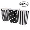 thumbnail image 1 of 48pcs Popcorn Carton Rugby Stripe Wave Dot Pattern Decorative Dinnerware for Birthday Parties / Baby Showers / Graduations (Black), 1 of 6