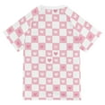 thumbnail image 6 of FORMRS Boys Rash Guard with Short Sleeves UPF 50+ Swim Shirts Sizes 3-12T, Pink Checkered Heart, 6 of 6