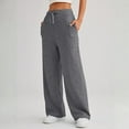 thumbnail image 2 of Women's Wide Leg Baggy Sweatpants Fleece Lined Sweat Pants Lounge Comfy Clothing Athletic Joggers with Pockets Dark Gray S, 2 of 4