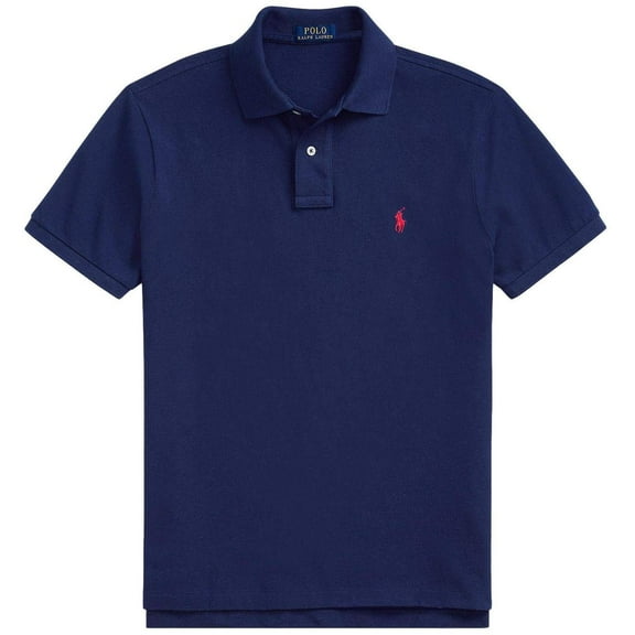 Polo Ralph Lauren Men Custom Fit Mesh Pony Logo Shirt Small, NavyRedPony