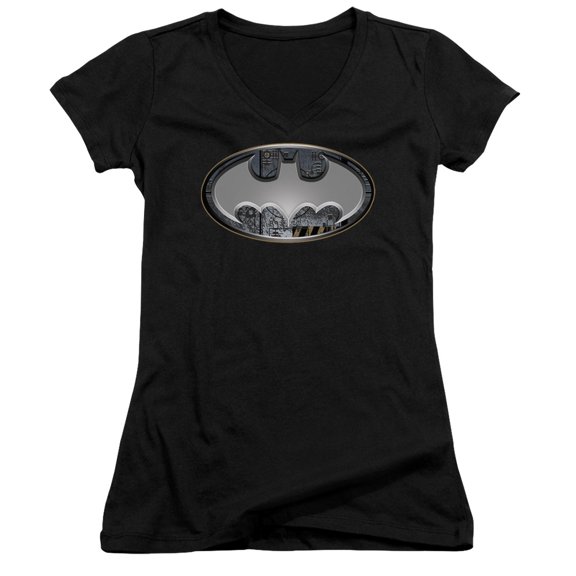 Batman Steel Wall Shield Junior Women's T-Shirt V-Neck Black