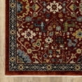 thumbnail image 2 of 5' X 8' Red Blue Gold And Ivory Oriental Power Loom Stain Resistant Area Rug With Fringe, 2 of 5