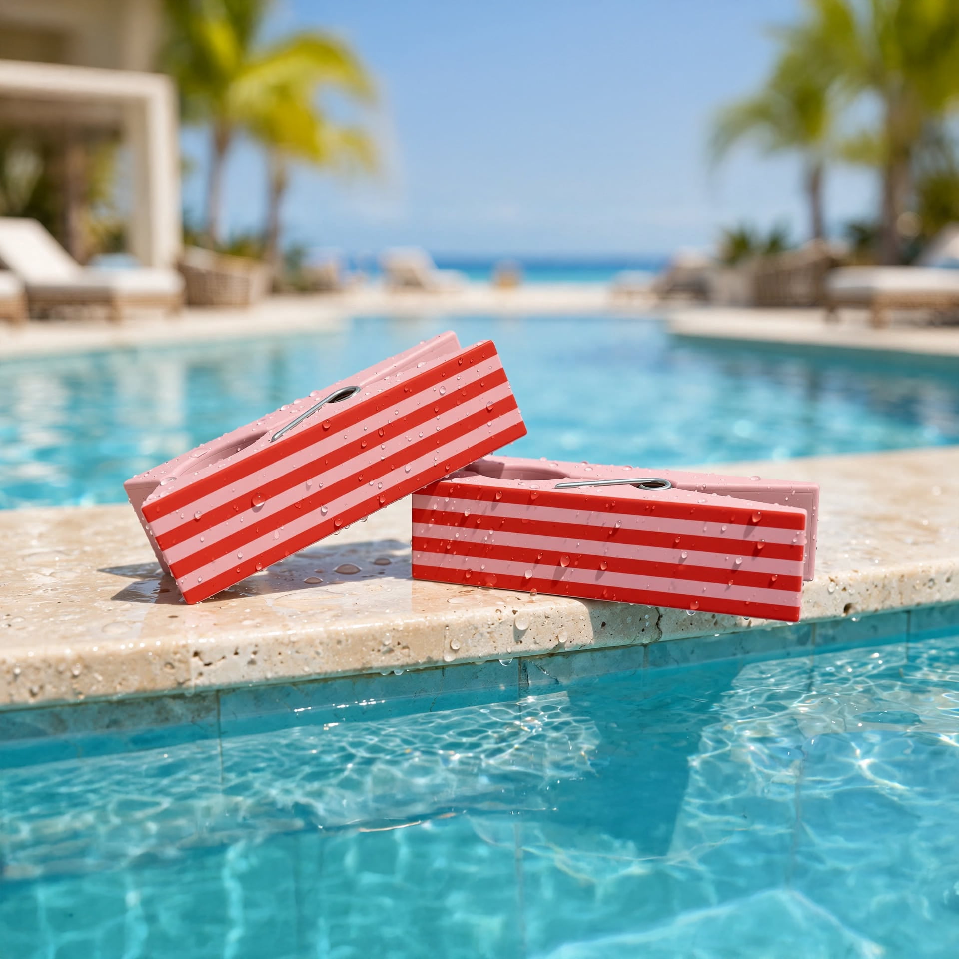 Mainstays Pink and Red Stripe Beach Towel Clips