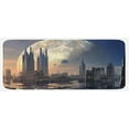 thumbnail image 1 of City Kitchen Mat, Spacecraft in Formation Futuristic Alien City on Water Huge Planet in the Backdrop, Plush Decorative Kitchen Mat with Non Slip Backing, 47" X 19", Peach Tan Blue, by Ambesonne, 1 of 1
