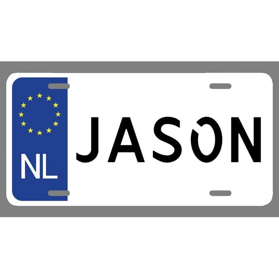 Jason Name Euro Style License Plate Tag Vanity Novelty Metal | UV Printed Metal | 6-Inches By 12-Inches | Car Truck RV Trailer Wall Shop Man Cave | NP1110
